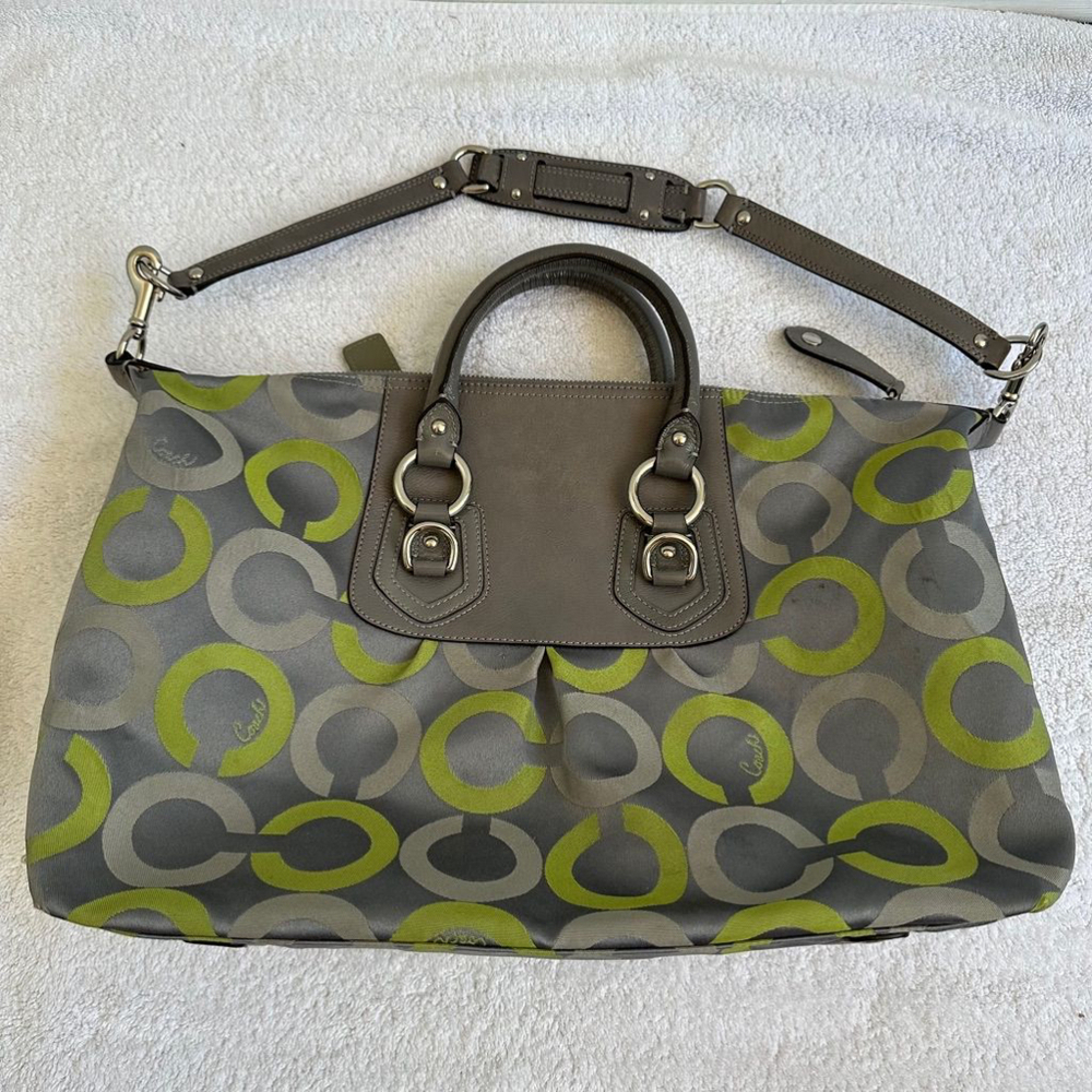 Coach Medium Gray and Green Handbag